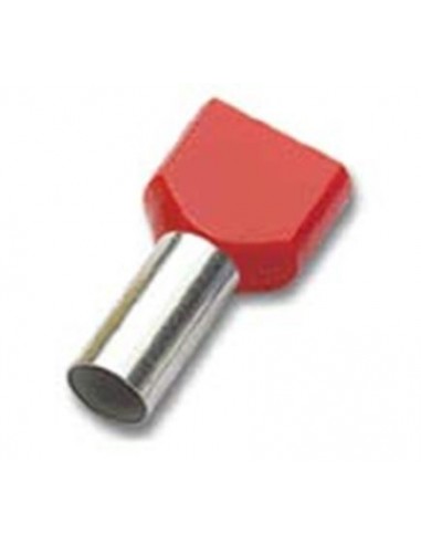 Terminali a tubetto twin 2 X 1 mm2 lungh. 16 mm collare isolato rosso CEMBRE PKT108 confezione 100 pz