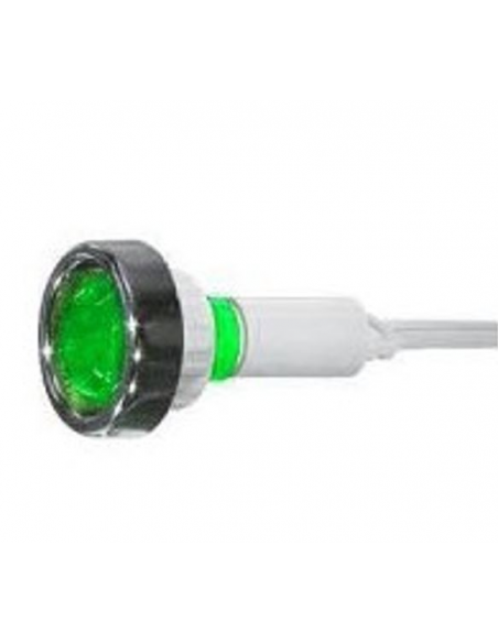 Segnalatore luminoso al neon 24V verde diametro 20 mm a chiusura stagna