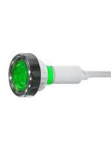 Segnalatore luminoso al neon 12V verde diametro 20 mm a chiusura stagna