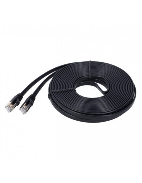 Cavo Ethernet RJ45 piatto patch cord Cat7 U/FTP lunghezza 10 metri nero