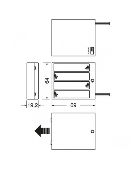 Portabatterie a 4 celle per pile stilo AA con interruttore e coperchio