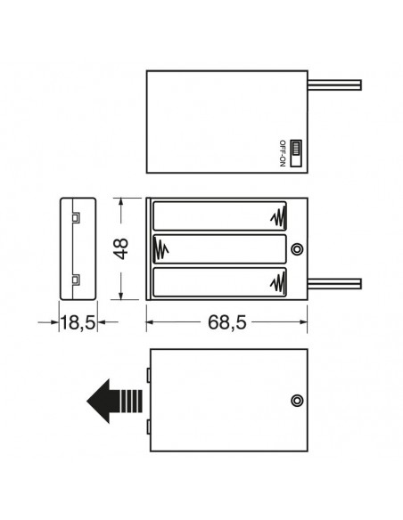 Portabatterie a 3 celle per pile istilo AA-UM3 con interruttore connessione con fili