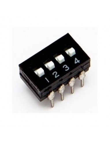 Dip switch 4 poli per circuiti stampati passo 2,54 mm TCS black