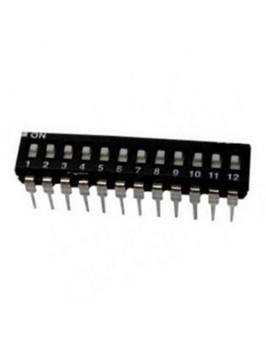 Dip switch 12 poli per circuiti stampati passo 2,54 mm TCS black